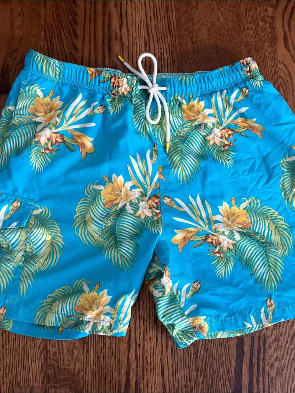Tommy Bahama Turquoise Floral & Palm Swim Trunks